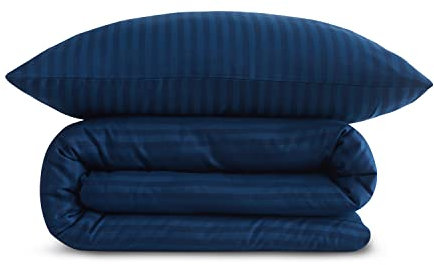 Stupendo 2 teilig Bettwäsche Bettgarnitur Set Bettdeckenbezug 135x200 cm -1 x Kissenbezug 80x80 cm mit Reißverschluss Oeko-TEX® Dunkelblau DS-141