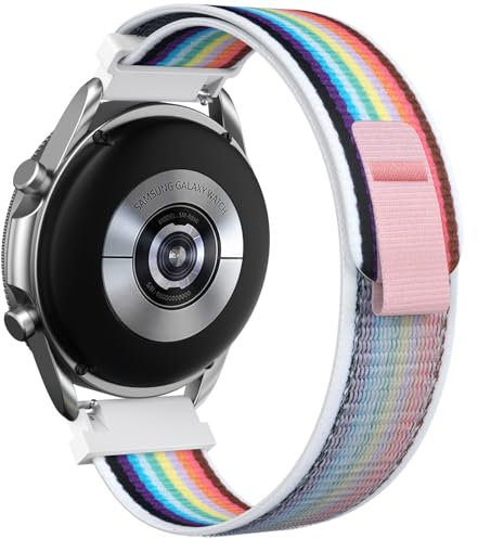 NotoCity Correas para Huawei Watch GT2/GT4/GT3 46MM, 22mm Correa para Huawei Watch GT 2 Pro/GT3 Pro 46mm/GT Runner/Sport/Classic/Watch 2 Classic/Watch 3 46mm Nylon Pulseras(Arco Iris Blanco)