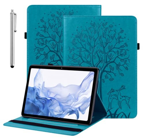 BOLELAW Custodia per Amazon Fire HD 10/HD Plus (13/11.Gen, 2023/2021) 10,1 con penna e portapenne, slot per carte di credito, funzione leggio Flip Fashion Custodia per tablet Amazon Fire HD 10 (blu)