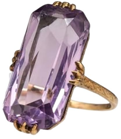BISONBLUE Anello Anelli Gioielli Donna Uomo Regalo Anello Grande Con Pietra Quadrata Viola Anello Con Zirconi Geometrici Scavati Per Donna 10