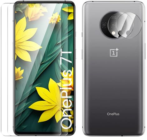 [3+2 Stück] Schutzfolie OnePlus 7T, Panzerfolie HD Clear 3D vollständige Displayschutz, HD Fingerabdruck Kostenlos, Anti-Kratzen Schutzfolie Panzerfolie