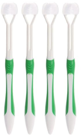 4 Stück 3-seitige Zahnbürste, Reisezahnbürste mit drei Borsten, Autismus, sensorische Zahnbürste für Erwachsene Zahnpflege und Zahnfleischpflege, Tiefenreinigung für jeden Zahn (grün)