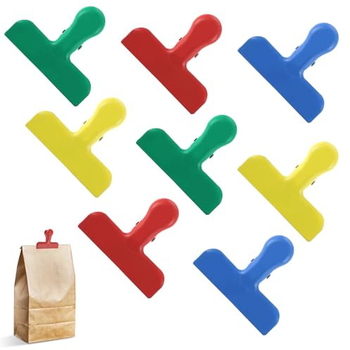 Lebensmittel-Clips 8 Stück TüTen Clips Verschluss Clips Tüten Clips Wiederverwendbar Clips Bag Clips Food Clips verschlussklammern 8cm Verschlussklammern Plastik Clips für Verpackung Süßigkeiten Snack