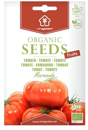 Zertifizierte Bio-Tomaten-Samen 'Marmande' von Minigarden – 100% natürlich, GVO-frei, bereit zur Aussaat und reproduzierbar – Enthält 80–120 Samen