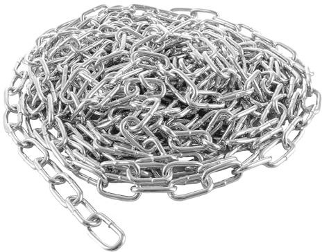 VIDETOL 10 Metres Length 304 Stainless Steel Chain, 4mm Heavy Duty Chain Links, Galvanized Steel Welded Link Chains Lift for Fence Gate, Garage Doors, Swing Chains and Bicycle Security Lock
