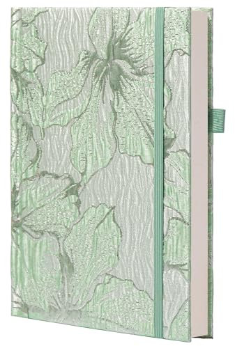 MGGAO A5 Journale zum Schreiben, geprägte Gold Filigree Lily Notizbücher für Frauen, 100gsm Lined Writing Notebook, Geschenke für Frauen Männer