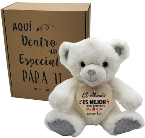 Original Gifts for Women and Friends – Teddy Bear with Heart Message in Gift Box – Birthday and Mother's Day (White)