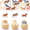 DazzJoy 48 Stück Essbare Tortendeko Pferd Deko,Pferde Tortendeko Essbar,Pferd Kuchen Deko Essbare,Essbare Cupcake Topper Pferde,Essbare Deko für Torten,Pferd Muffin Deko Essbar,Torten Deko Essbare