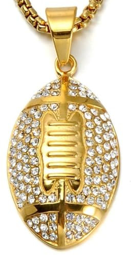 SiVaji Halskette Ketten Schmuck Herren Frauen Anhänger Necklacehalskette Hip Hop Rugby American Football Anhänger