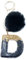 Xsclpomddy Frauen Alphabet Buchstaben Schlüsselanhänger Niedlich Schlüsselanhänger Glitzer mit Pom Pom Quasten Harz Keychain Schwarz für Tasche Charme,D