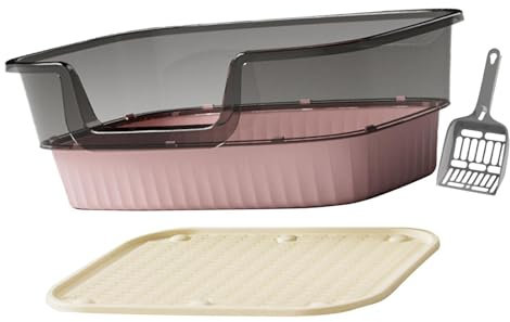 KESOTO Katzenklo mit Integriertem Sieb Und Hoher Rückwand, Rosa