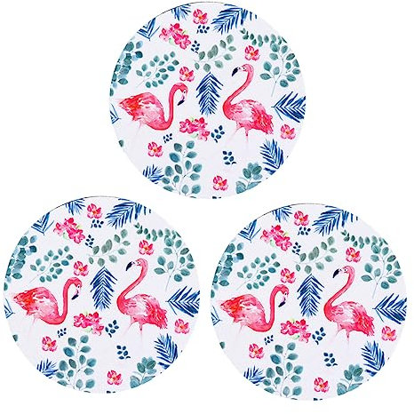 DIYEAH Tapis De Souris De Jeu Rond Élégant À Motif Flamant Rose 3 Pièces Non Compatible avec Les Précis De La Souris