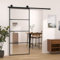 IKAYAA Puerta Corredera de Cristal con Set Herrajes Accesorio Herramienta Puerta Corredera de Aluminio y Vidrio 90 x 205 cm Puertas Interior Cristal para Sala de Estar Salón Habitación Negro