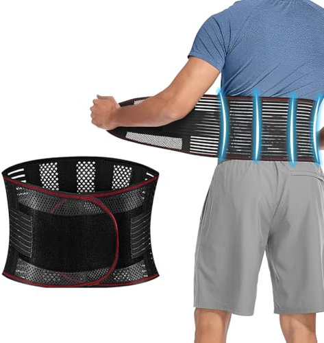 RGKY Rückenbandage,Rückenstützgürtel für Herren und Damen,Rückengurt Mit 5 Stützmodule,Vorbeugung von Verletzungen und Stabilisierung der Lendenwirbelsäule - XL Größe