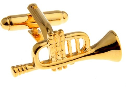 Manschettenknöpfe Trompete Jazz Musik Gold Stilvolles Accessoire für Musiker und Musikliebhaber, Medium, Messing, Kein Edelstein