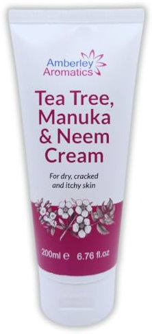 Tea Tree, Manuka & Neem Cream (200ml) -Antibacterial, Anti-fungal, Antiseptic, Anti-Itch, Dry, Chapped & Cracked Skin, Eczema, Psoriasis, Jock Itch, Fungal infections. Fast Effective Relief