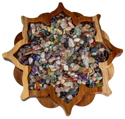 Cokritsm hölzerne Kristall Tablett für Steine,Crystal Storage Holder Tray Sonnenblume Form Crystal Organizer Bowl für Kristalle Steine Dekorative Display Trays Aromaöl Tablett Organizer