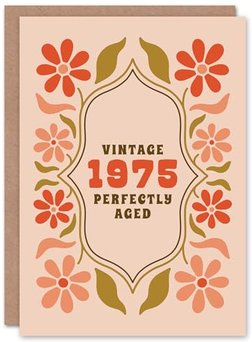 Artery8 Vintage Year Floral Flowers Her Born 1975 Aged 50 Years Old 50th Birthday Card Mum Gran Wife