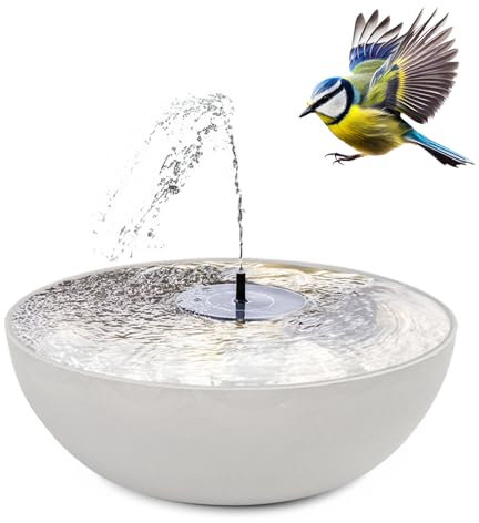 matches21 HOME & HOBBY Solarbrunnen Set für den Außenbereich - Tiefe 45 cm Schale grau als Gartenbrunnen