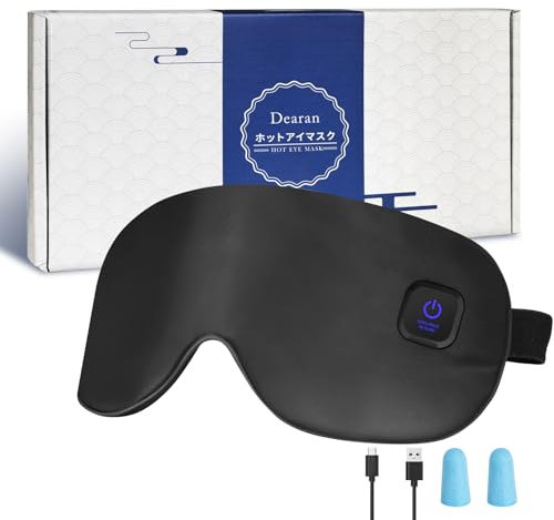 Beheizte Augenmaske mit 3 verbesserten Temperaturmodi, wiederaufladbare Seiden-Heizmaske, druckfreies Augenwärmer, Schlafmaske für Männer und Frauen