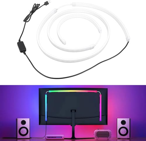 Yanmis RGB PC LED Streifen Licht, Computer Screen Gaming Lichter, Computer Screen Sync LED Hintergrundbeleuchtung für 49 Zoll Desktop Display, 16 Millionen Farben, USB angetrieben,
