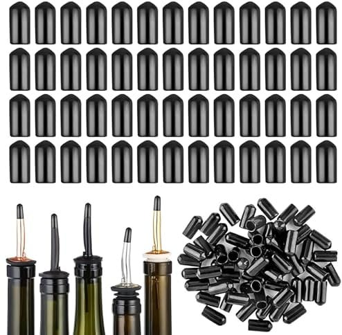 100 Rubber Caps For Bottles, Oil Pourer Spout Dust Covers, 0.39 Feet Diameter, Speed Pourer Caps Pour Spout Cover Protection For Olive Oil Vinegar Jar Bottles Sauce Cocktail