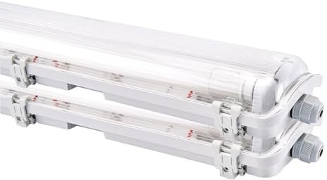 NCC-Licht 2 x LED Feuchtraumleuchte Eco Wannenleuchte 120cm 2 x 18W T8 Röhre 3600lm Neutralweiß 4000K IP65