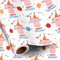 RUSPEPA Katzen-Geburtstags-Geschenkpapierrolle für Mädchen und Jungen,süße rosa Katze mit Partyhut und „Happy Birthday“-Schriftzug, Geschenkpapier für Kinder, Katzenliebhaber, 43,2 cm x 5 m