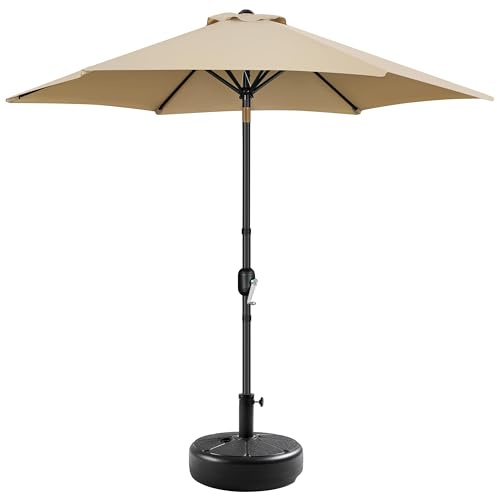 Yaheetech Parasol de Jardin 270cm avec Pied de Parasol 22 KG Inclinable Extérieur Cadre en Métal Protection Solaire pour Jardin Terrasse Patio Piscine Balcon Kaki