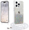 LCHULLE Handykette Kompatibel mit iPhone 14 Pro Hülle mit Band Glitzer Handyhülle mit Kordel Transparent Schutzhülle mit Einstellbar Kette Silikon Case für iPhone 14 Pro Transparent