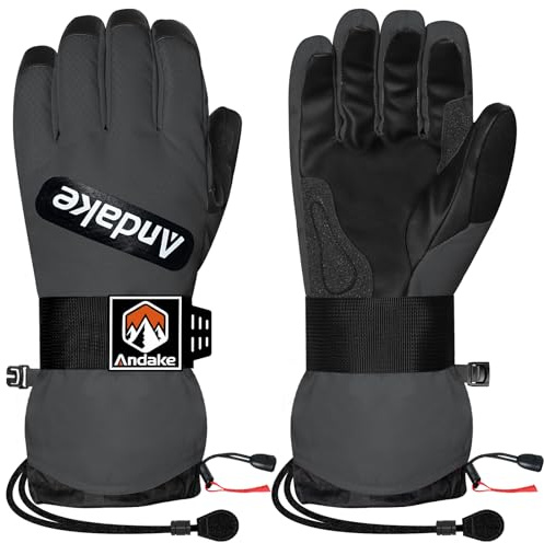 Andake Winter-Skihandschuhe für Männer, Frauen und Jugendliche, wasserdichte und isolierte Schneehandschuhe für kaltes Wetter, professionelle Skihandschuhe für Skifahren, Snowboarden und Wintersport