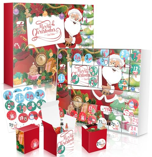 DIY Christmas Advent Calendar to Fill Empty Gift Box Set 2025-24 Days of Surprise Boxes for Kids, Family & Friends - Red