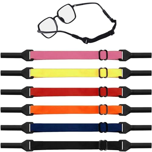 JOOTUEPO Cordons à Lunettes Ajustable sans Queue, 6 Pcs Sangle pour Lunettes de Sport Stable et Antidérapant, Cordon élastique pour Lunette pour Adultes et Enfants Pour Tous Types de Lunette