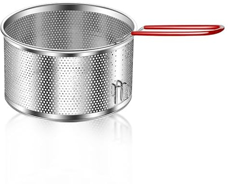 Stainless Steel Colander, Micro-Perforated Metal Pasta Strainer with Hook & Removable Handle, Colander Strainer Sieve for Kitchen French FriesVegetable/Rice/Fruit/Food (18cm/2.7QT)