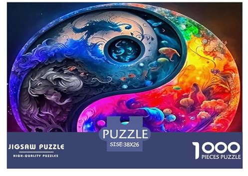Yin-Yang 1000-teiliges Puzzles Premium Quality Familienspiel - Home Room Decoration Unterhaltung Für Erwachsene Und Kinder Wertvoll Geschenk Für 38x26cm/1000pcs