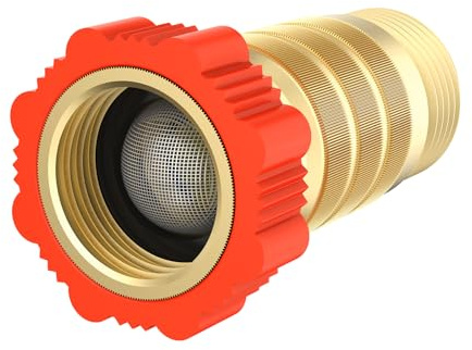 Rvhouse Regolatore di pressione dell'acqua per camper, 50-55 PSI, in ottone senza piombo da 3/4 di pollice e filtro di ingresso riduttore di pressione dell'acqua per camper, rimorchi, sistemi