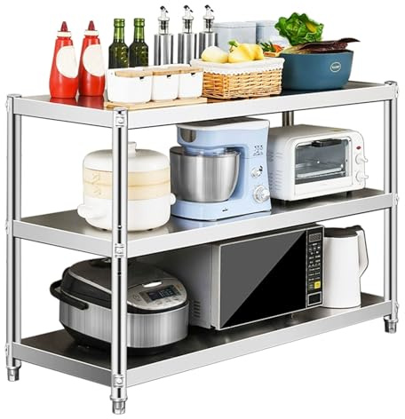 MARXAN Étagère métallique à 3 Niveaux, étagère de Rangement réglable pour Garde-Manger, étagère autoportante pour Armoire de Cuisine, Bar, Bureau, Atelier, Couloir, buanderie(70x30x80cm)