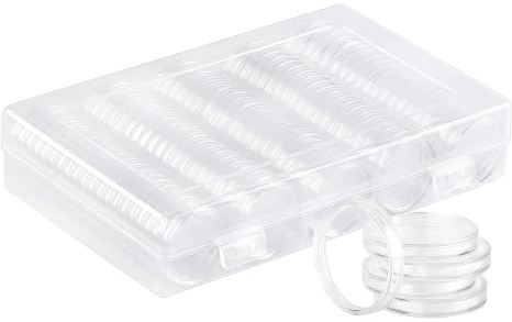 100 Stück Münzkapseln 26mm für 2 Euro Münzen Box Kapseln Aufbewahrung | Kunststoff Münzaufbewahrung Münzen Hüllen Münzhalter Kapseln für Sondermünzen Sammlermünzen Gedenkmünzen (100+Box)