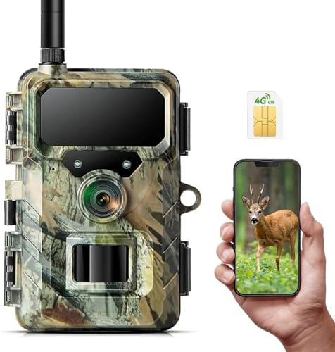 VOOPEAK Camera de Chasse 4G, 1080P HD 32MP Caméra de Chasse avec Carte SIM et App, Camera Chasse Connectée Telephone Infrarouge Nocturne 2Pcs 850nm LEDs Détecteur de Movement IP66 Étanche