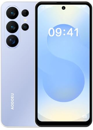 AODOEU Smartphone Pas Cher Android 14, 6 GO+64GO/TF 1TO, Telephone Portable Pas Cher Écran 6,56 HD+, Batterie 6285mAh, 13MP+8MP, Telephone 4G Dual SIM/GPS/Face ID/OTG-Bleu