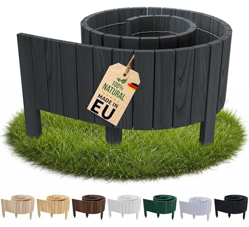 Floranica Rasenkante Flexible Beeteinfassung 30 x 200 cm Dunkelgrau Rollborder Holz Beetumrandung Holzzaun Palisade Rollzaun