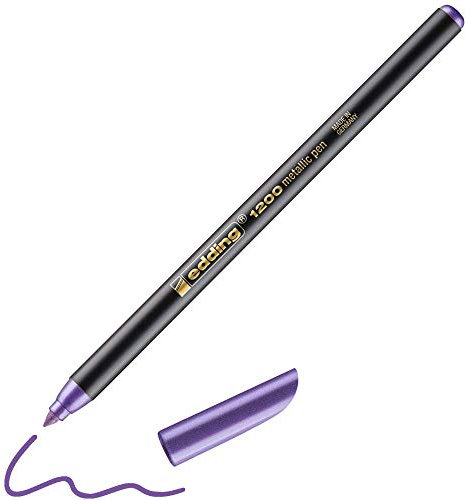 edding 1200 metallic Fasermaler - lila metallic - 1 Stift - Rundspitze 1-3 mm - zum Malen, Schreiben und Zeichnen mit glänzendem Metalliceffekt - für Gästebücher, Grußkarten, Fotoalben, Scrapbook