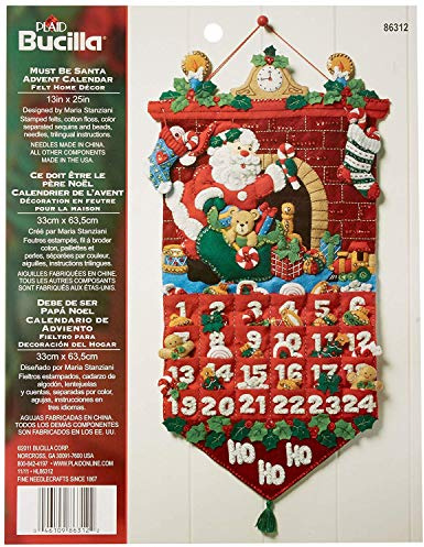 Must Be Santa Advent Calendar Felt Applique Kit-13x25