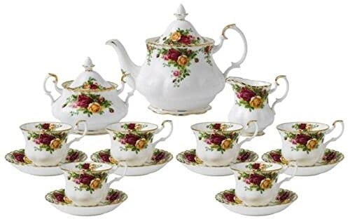 Royal Albert 3001015 Old Country Roses 15 Piece Tea Set Teeservice, Knochenporzellan, Mehrfarbig