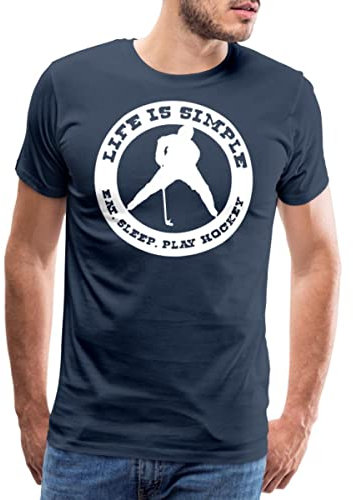 Spreadshirt Eat Sleep Play Hockey Life is Simple Männer Premium T-Shirt, 3XL, Navy