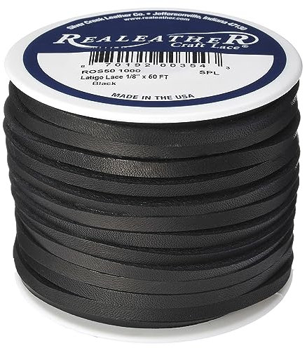 Silver Creek Realeather Latigo Lederspitze zum Basteln und zur Schmuckherstellung, 0,3 x 15,7 cm, Schwarz