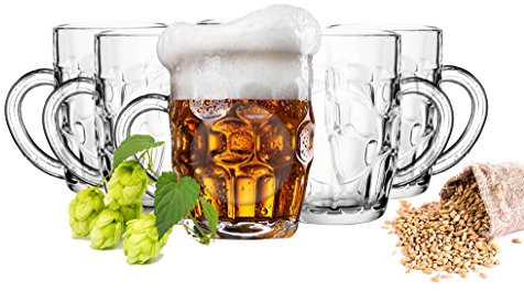 6 x Biergläser mit Henkel 400ml Bierseidel Bierkrüge Bierglas Bierkrug Glas