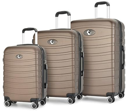 Andreas Dell Premium Reisekoffer 4 Rollen – Hartschalen Trolley Koffer Set, Leicht & Stabil, TSA-Schloss, Erweiterbar, Großes Fassungsvermögen – Perfekt für Urlaub & Geschäftsreisen (Coffee)