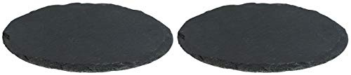 Novaliv Lot de 2 plateaux en ardoise I Ronds I 33 x 0,5 cm I Assiettes en ardoise Assiettes de service Assiettes en ardoise