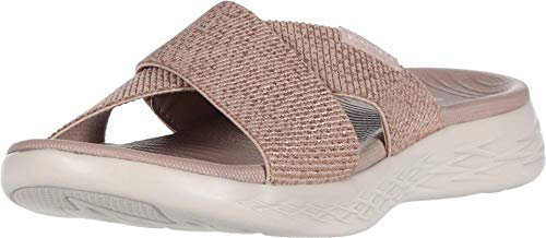 Skechers On-the-go 600 - Glistening, Sandali a ciabatta Donna, Rosa Rose Gold Textile Rsgd, 42 EU
